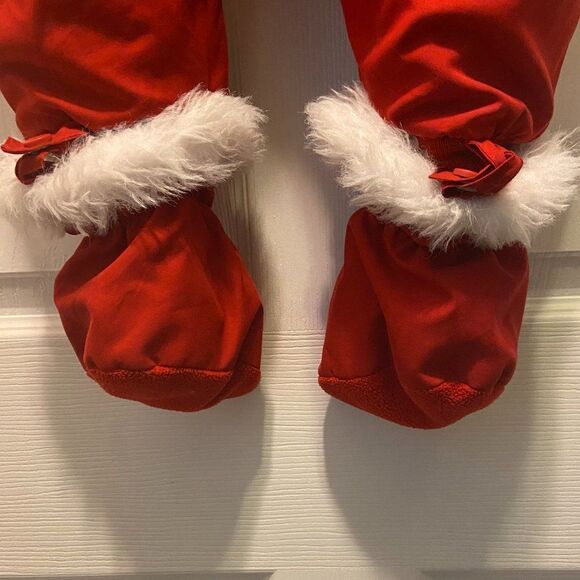 Teddy's Choice Red White Faux Fur Trimmed 1-Piece Warm Hooded Toaster Snow Suit - Picture 3 of 10